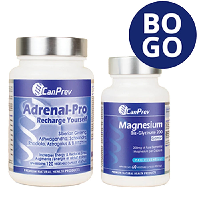 CanPrev Adrenal-Pro 120 Veggie Caps+Magnesium Bis-Glycinate 60 Veggie Caps